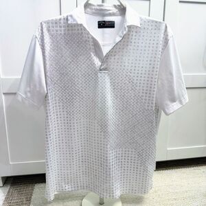 Callaway Mens Golf Shirt M Optidri White Gray Geometric Ombre Print Performance